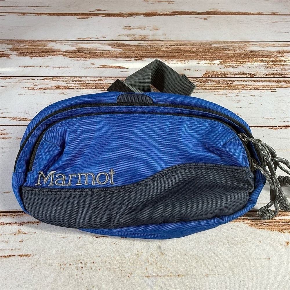 Marmot Blue Multi Pocket Hiking Waist Pack Fanny Pack Lumbar Belt Bag Used
